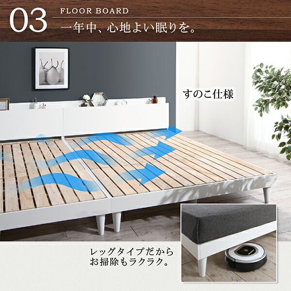 スーパSALE10倍＆4時間限定10％OFF 棚・コンセント付きデザインすのこベッド プレミアムボンネルコイルマットレス付き セミダブル