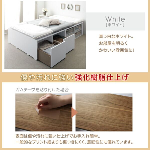 スーパSALE10倍＆4時間限定10％OFF ベッド 収納付きベッド フィッツ マットレス付き 収納 収納付 収納ベッド 大容量 収納ボックス 引き出し 布団 敷き布団 おしゃれ 薄型スタンダードボンネルコイルマットレス付 引出し2杯 ロータイプ セミダブル
