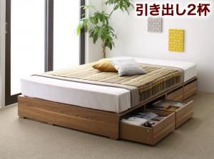 ベッド 収納付きベッド フィッツ マットレス付き 収納 収納付 収納ベッド 大容量 収納ボックス 引き出し 布団 敷き布団 おしゃれ 薄型プレミアムポケットコイルマットレス付 引出し2杯 ロータイプ シングル