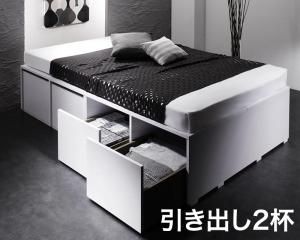 スーパSALE10倍＆4時間限定10％OFF 衣装ケースも入る大容量デザイン収納ベッド 薄型プレミアムボンネルコイルマットレス付き 引出し2杯 シングル