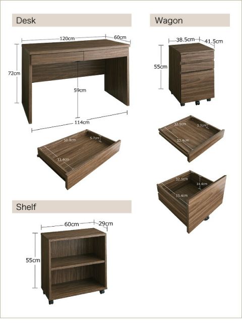 スーパSALE10倍＆4時間限定10％OFF デスク 机 120 ワゴン シェルフ セット テレワーク 在宅 リモート 在宅ワーク コンパクト 省スペース パソコンデスク PCデスク 作業台 木製 ウォールナット