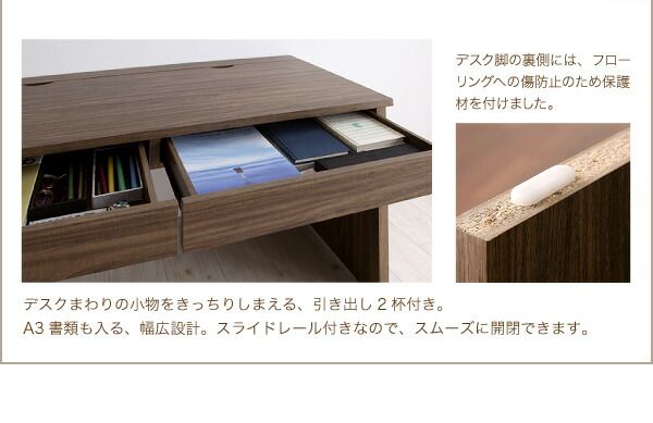 スーパSALE10倍＆4時間限定10％OFF デスク 机 120 ワゴン シェルフ セット テレワーク 在宅 リモート 在宅ワーク コンパクト 省スペース パソコンデスク PCデスク 作業台 木製 ウォールナット