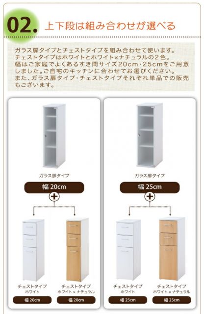 スーパSALE10倍＆4時間限定10％OFF キッチン収納 3方向から取り出せる!キッチンすき間収納ラック ガラス扉タイプ 幅20