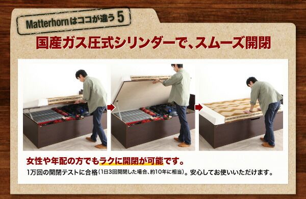 スーパSALE10倍＆4時間限定10％OFF お客様組立 アウトドア収納跳ね上げベッド 薄型プレミアムポケットコイルマットレス付き セミダブル 深さグランド