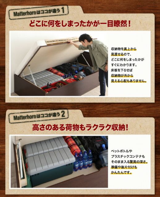 スーパSALE10倍＆4時間限定10％OFF お客様組立 アウトドア収納跳ね上げベッド 薄型プレミアムポケットコイルマットレス付き セミダブル 深さグランド