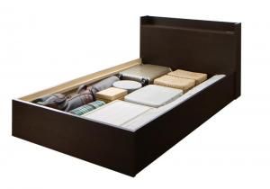 スーパSALE10倍＆4時間限定10％OFF お客様組立 連結 棚・コンセント付すのこ収納ベッド ベッドフレームのみ Bタイプ セミダブル
