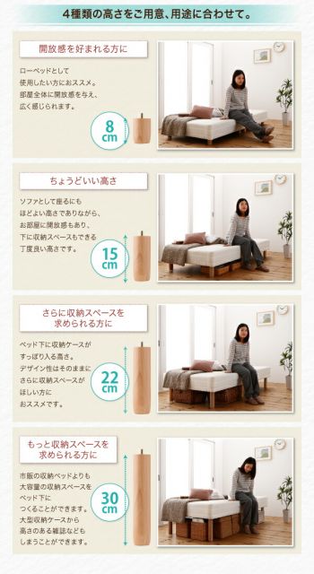 スーパSALE10倍＆4時間限定10％OFF MITAS寝具SELECT ショート丈分割式脚付き マットレスベッド ポケットお買い得ベッドパッド・シーツは別売り セミシングル ショート丈脚30cm