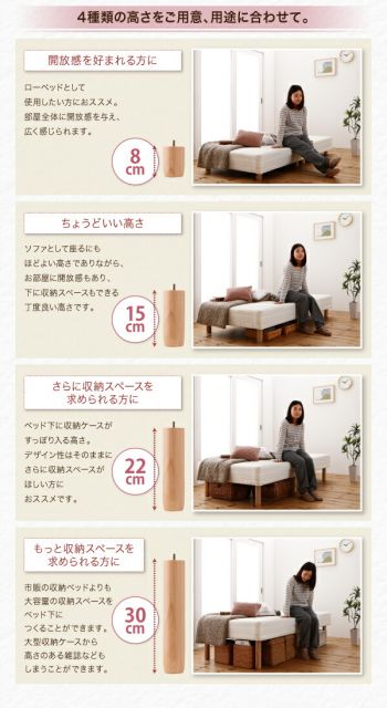 スーパSALE10倍＆4時間限定10％OFF MITAS寝具SELECT ショート丈分割式 脚付きマットレスベッド ボンネル マットレスベッド お買い得ベッドパッド・シーツは別売り セミダブル ショート丈 脚8cm