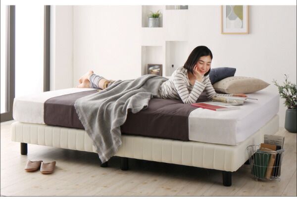 搬入・組立・簡単 寝心地が選べる ホテルダブルクッション 脚付きマットレスボトムベッド プレミアムポケットコイルマットレス付き セミダブル