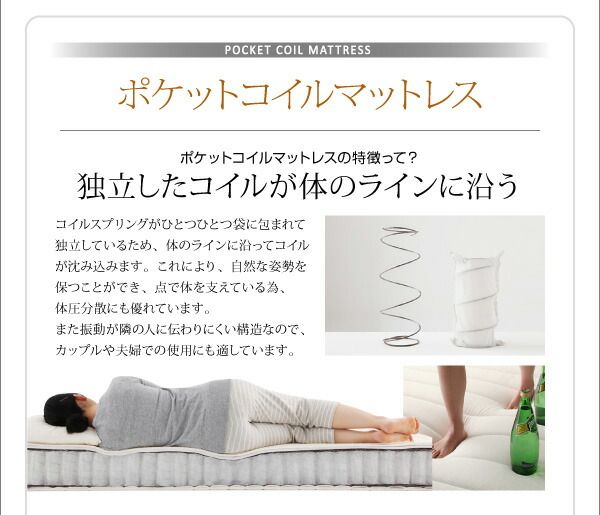 搬入・組立・簡単 寝心地が選べる ホテルダブルクッション 脚付きマットレスボトムベッド プレミアムポケットコイルマットレス付き セミダブル