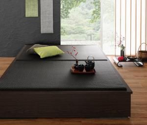 スーパSALE10倍＆4時間限定10％OFF お客様組立 美草・日本製 小上がりにもなるモダンデザイン畳収納ベッド ワイド 40mm厚 セミダブル
