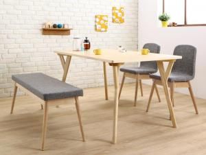 スーパSALE10倍＆4時間限定10％OFF ダイニングセット（テーブル&ベンチ チェア） やさしい色合いの北欧スタイル ソファベンチ ダイニング 4人 4点セット(テーブル+チェア2脚+ベンチ1脚) W140