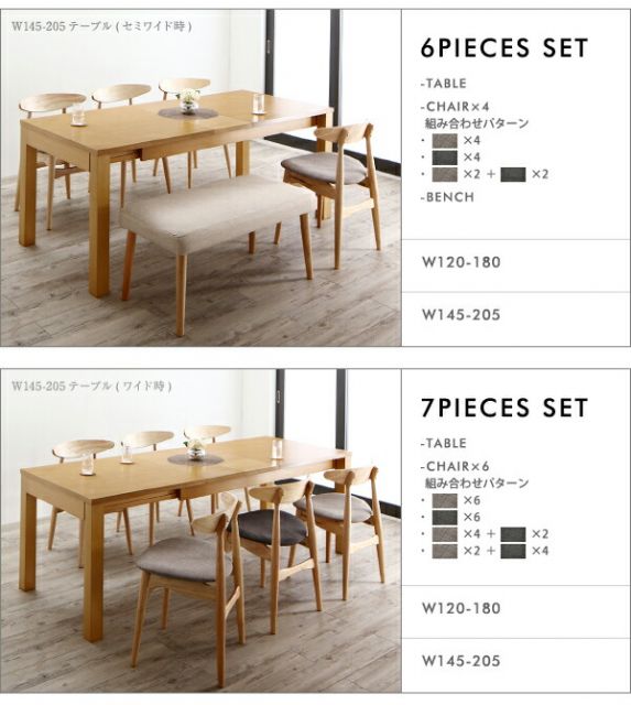 スーパSALE10倍＆4時間限定10％OFF ダイニングテーブル 最大205cm 3段階伸縮 ワイドサイズデザインダイニングシリーズ ダイニングテーブル単品 W120-180