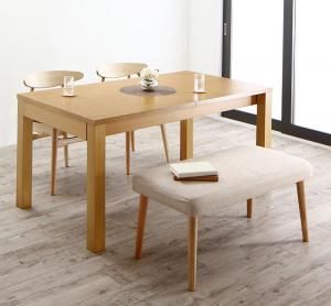 スーパSALE10倍＆4時間限定10％OFF 最大205cm 3段階伸縮 ワイドサイズデザイン ダイニング 4人 4点セット(テーブル+チェア2脚+ベンチ1脚) W145-205