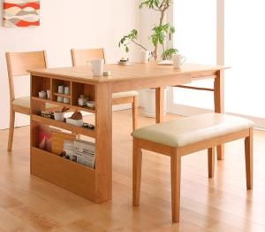 スーパSALE10倍＆4時間限定10％OFF 100cmから伸びる コンパクトエクステンションダイニング 4人 4点セット(テーブル+チェア2脚+ベンチ1脚) W100-135