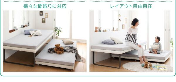 スーパSALE10倍＆4時間限定10％OFF 親子ベッド 薄型軽量ポケットコイルマットレス付き 上段ベッド シングル
