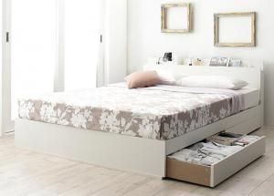 スリム棚・4口コンセント付き収納ベッド スタンダードポケットコイルマットレス付き シングル