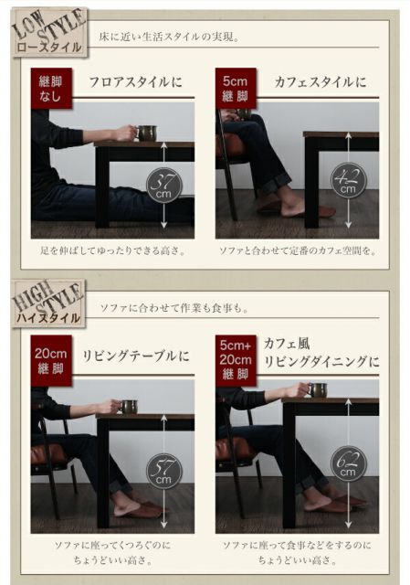 スーパSALE10倍＆4時間限定10％OFF こたつテーブル 継脚で高さを四段階 古木風ヴィンテージデザインこたつテーブル 4尺長方形(80×120cm)