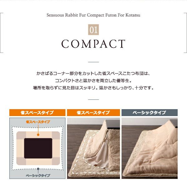 スーパSALE10倍＆4時間限定10％OFF こたつ布団セット ラビットファータッチ 省スペースこたつ布団 掛布団&敷布団2点セット 正方形(75×75cm)天板対応