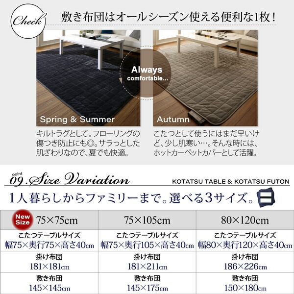 スーパSALE10倍＆4時間限定10％OFF こたつ こたつテーブル おしゃれ フラットヒーター しろ くろ アーバンモダンデザインこたつ 省スペースタイプ こたつテーブル単品 鏡面仕上 4尺長方形(80×120cm)