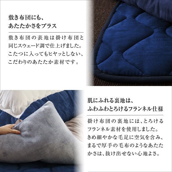 スーパSALE10倍＆4時間限定10％OFF こたつ布団セット スウェード調パッチワークこたつ布団 掛布団&敷布団2点セット 4尺長方形(80×120cm)天板対応
