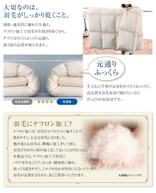 スーパSALE10倍＆4時間限定10％OFF MITAS寝具SELECT 極厚布団 フランス産ダックダウンエクセルゴールド洗える羽毛布団8点セット プレミアム敷布団タイプ 硬わた入り極厚ボリュームタイプ セミダブル8点セット