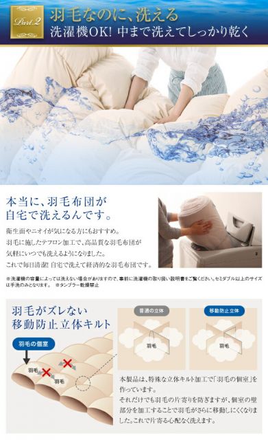 スーパSALE10倍＆4時間限定10％OFF MITAS寝具SELECT 極厚布団 フランス産ダックダウンエクセルゴールド洗える羽毛布団8点セット プレミアム敷布団タイプ 硬わた入り極厚ボリュームタイプ セミダブル8点セット