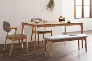 スーパSALE10倍＆4時間限定10％OFF ダイニングセット（テーブル&ベンチ チェア） 天然木オーク無垢材 北欧ダイニングセット 4点セット(テーブル+チェア2脚+ベンチ1脚) W150
