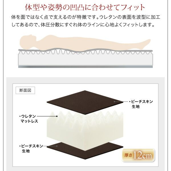 スーパSALE10倍＆4時間限定10％OFF 棚・コンセント付き収納ベッド 三つ折りウレタンマットレス付き ダブル