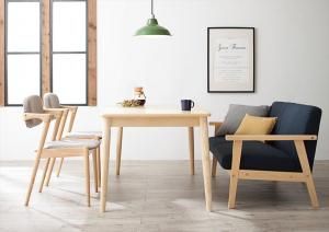 スーパSALE10倍＆4時間限定10％OFF ダイニングセット（テーブル&ソファ チェア） 子供の高さに合わせた リビング学習ダイニングセット 4人 4点セット(テーブル+2Pソファ1脚+チェア2脚) W120