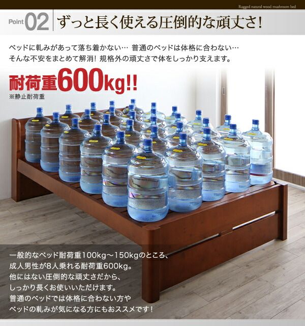 ローからハイまで高さが変えられる6段階高さ調節 頑丈天然木すのこベッド スタンダードボンネルコイルマットレス付き シングル