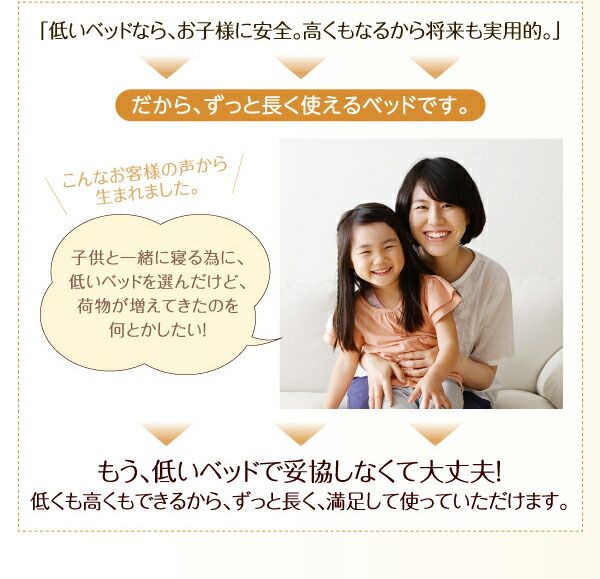 スーパSALE10倍＆4時間限定10％OFF 家族の成長に合わせて高さ調節できる頑丈すのこファミリーベッド 国産カバーポケットコイルマットレス付き ワイドK240(SD×2)