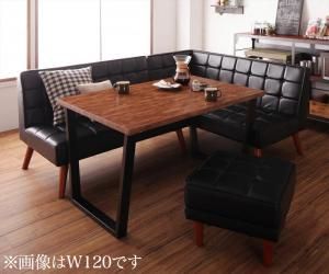 スーパSALE10倍＆4時間限定10％OFF ダイニングセット（テーブル&ソファ スツール） 古木風 ヴィンテージ カフェスタイル リビングダイニング 4人 4点セット(テーブル+ソファ1脚+アームソファ1脚+スツール1脚) 右アーム W150