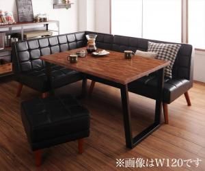 スーパSALE10倍＆4時間限定10％OFF ダイニングセット（テーブル&ソファ スツール） 古木風 ヴィンテージ カフェスタイル リビングダイニング 4人 4点セット(テーブル+ソファ1脚+アームソファ1脚+スツール1脚) 左アーム W150