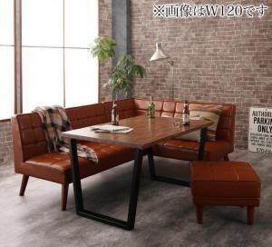 スーパSALE10倍＆4時間限定10％OFF ダイニングセット（テーブル&ソファ スツール） 古木風 ヴィンテージ アメリカンスタイル リビングダイニング 4人 4点セット(テーブル+ソファ1脚+アームソファ1脚+スツール1脚) 右アーム W150