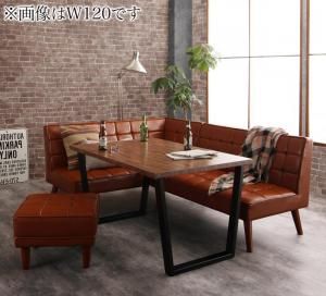 スーパSALE10倍＆4時間限定10％OFF ダイニングセット（テーブル&ソファ スツール） 古木風 ヴィンテージ アメリカンスタイル リビングダイニング 4人 4点セット(テーブル+ソファ1脚+アームソファ1脚+スツール1脚) 左アーム W150