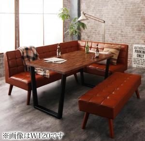 スーパSALE10倍＆4時間限定10％OFF ダイニングセット（テーブル&ソファ ベンチ） 古木風 ヴィンテージ アメリカンスタイル リビングダイニング 5人 4点セット(テーブル+ソファ1脚+アームソファ1脚+ベンチ1脚) 右アーム W150