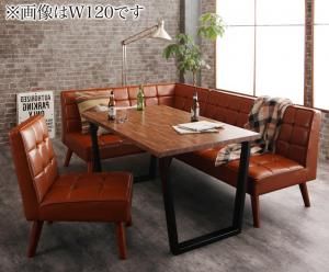 スーパSALE10倍＆4時間限定10％OFF ダイニングセット（テーブル&ソファ チェア） 古木風 ヴィンテージ アメリカンスタイル リビングダイニング 4人 4点セット(テーブル+ソファ1脚+アームソファ1脚+チェア1脚) 左アーム W150