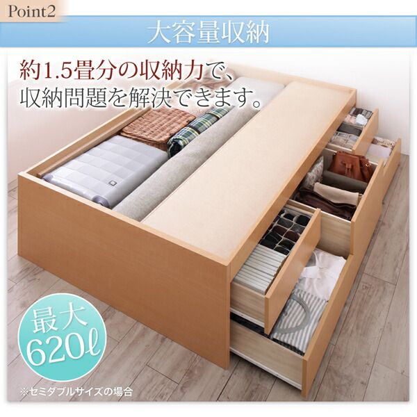 スーパSALE10倍＆4時間限定10％OFF お客様組立 国産 清潔すのこ ヘッドレスチェストベッド 薄型スタンダードボンネルコイルマットレス付き シングル