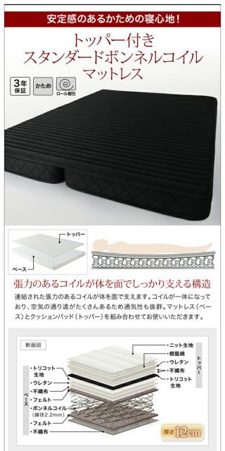 スーパSALE10倍＆4時間限定10％OFF 北欧ヴィンテージ 棚・コンセント付き収納ベッド 国産カバーポケットコイルマットレス付き ダブル