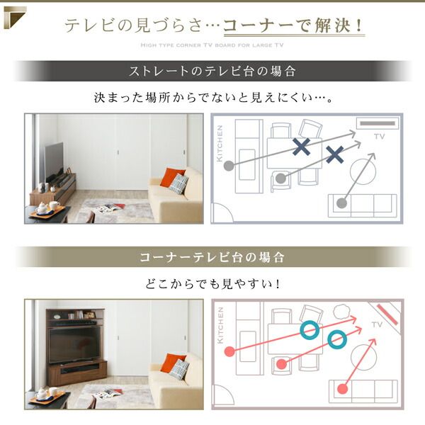 スーパSALE10倍＆4時間限定10％OFF テレビ台 ハイタイプ 大型テレビ対応 ハイタイプコーナーテレビボード ウォールナット テレビボード TV台 ハイタイプ コーナー 55型 55インチ 50型 50インチ 大型テレビ 収納