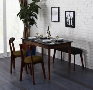 スーパSALE10倍＆4時間限定10％OFF ダイニングセット（テーブル&チェア ベンチ） カフェ ヴィンテージ ダイニング 4点セット(テーブル+チェア2脚+ベンチ1脚) ブラック×ブラウン W115