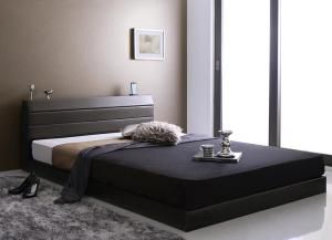 スーパSALE10倍＆4時間限定10％OFF 棚・コンセント付きレザーすのこベッド ボンネルコイルマットレス付き シングル