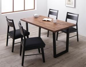 スーパSALE10倍＆4時間限定10％OFF ダイニングセット（テーブル&チェア） ウォールナット無垢材モダンデザインダイニング 4人 5点セット(テーブル+チェア4脚) W140