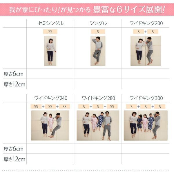 スーパSALE10倍＆4時間限定10％OFF MITAS寝具SELECT マットレス 三つ折り コンパクト 収納 ファミリー 子供 日本製 川の字 ゆったり 6サイズ 大きい 折り畳み 折りたたみ 厚さが選べる ワイドK240 厚さ12cm