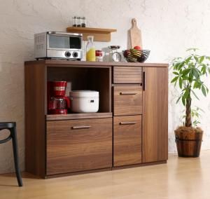 スーパSALE10倍＆4時間限定10％OFF キッチン収納 日本製完成品 天然木調ワイドキッチンカウンター レンジ台＋扉付き引き出し 120cm