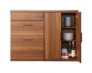 スーパSALE10倍＆4時間限定10％OFF キッチン収納 日本製完成品 天然木調ワイドキッチンカウンター 引き出し＋食器棚 120cm