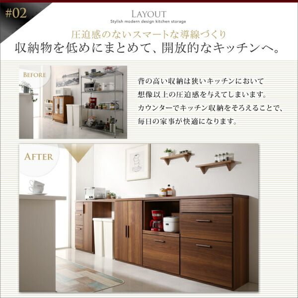 スーパSALE10倍＆4時間限定10％OFF キッチン収納 日本製完成品 天然木調ワイドキッチンカウンター 引き出し＋扉付き引き出し＋食器棚