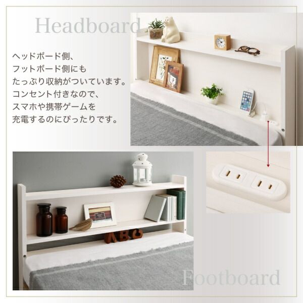 スーパSALE10倍＆4時間限定10％OFF お客様組立 棚・コンセント付きシステムロフトベッド ナチュラル ベッドフレームのみ シングル