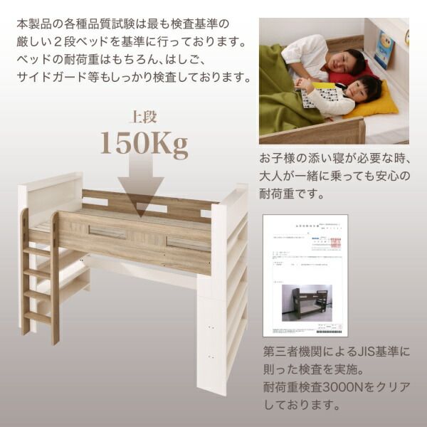 スーパSALE10倍＆4時間限定10％OFF お客様組立 棚・コンセント付きシステムロフトベッド ナチュラル 薄型抗菌国産ポケットコイルマットレス付き シングル